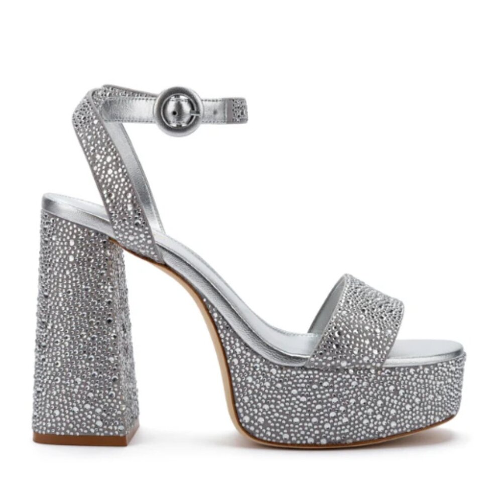 NWOB Larroude Dolly Crystal Sandal ~ Size 8.5 ~ Grey Suede